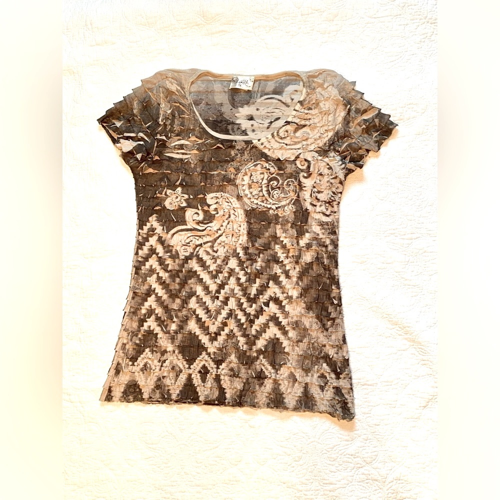 •Lavish• Jersey sublimation Top paisley ruffle